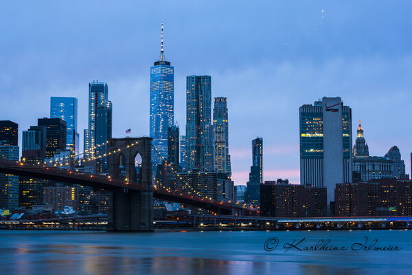 Brooklyn Bridge, One World Trade Center, New York City