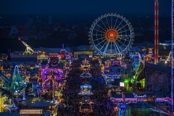 Theresienwiese, view from St. Paul's church,  Munich - Oktoberfest