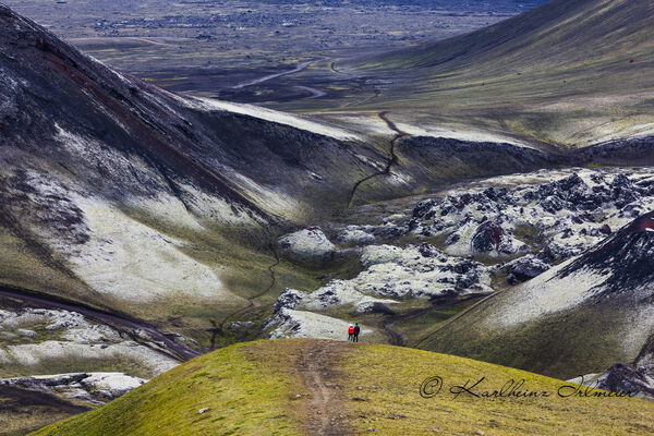 Sulfur deposits at Brandsgik volcanic cone near Landmannalaugar, Fjallabak natural reserve, Sudurland, southern Iceland