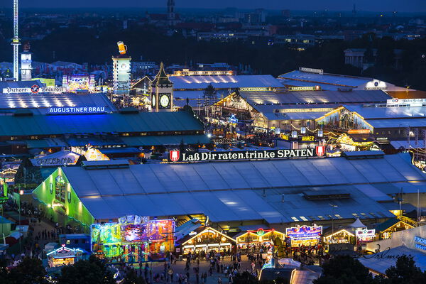 Theresienwiese, view from St. Paul's church,  Munich - Oktoberfest