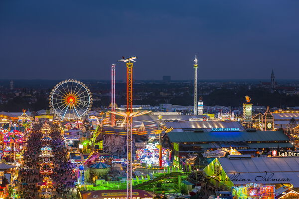 Theresienwiese, view from St. Paul's church,  Munich - Oktoberfest