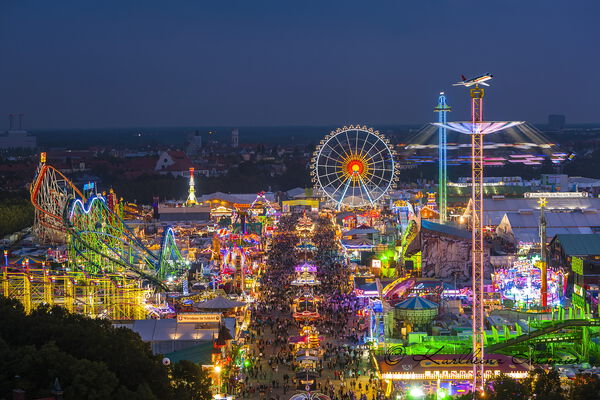 Theresienwiese, view from St. Paul's church,  Munich - Oktoberfest