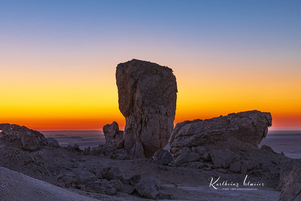 Rocky desert Huqf, rocks at sunrise